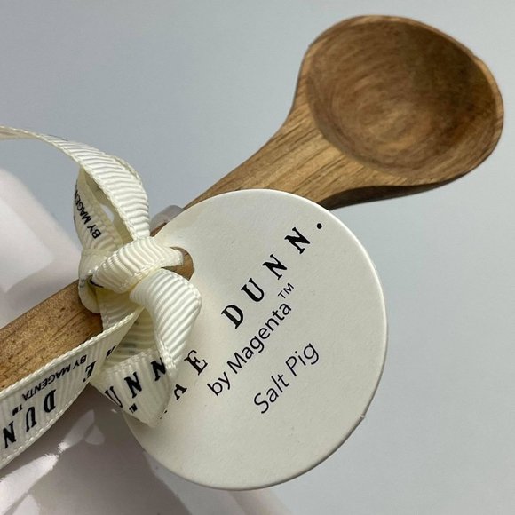 Rae Dunn Ceramic Salt Pig with Wooden Spoon - Picture 4 of 5